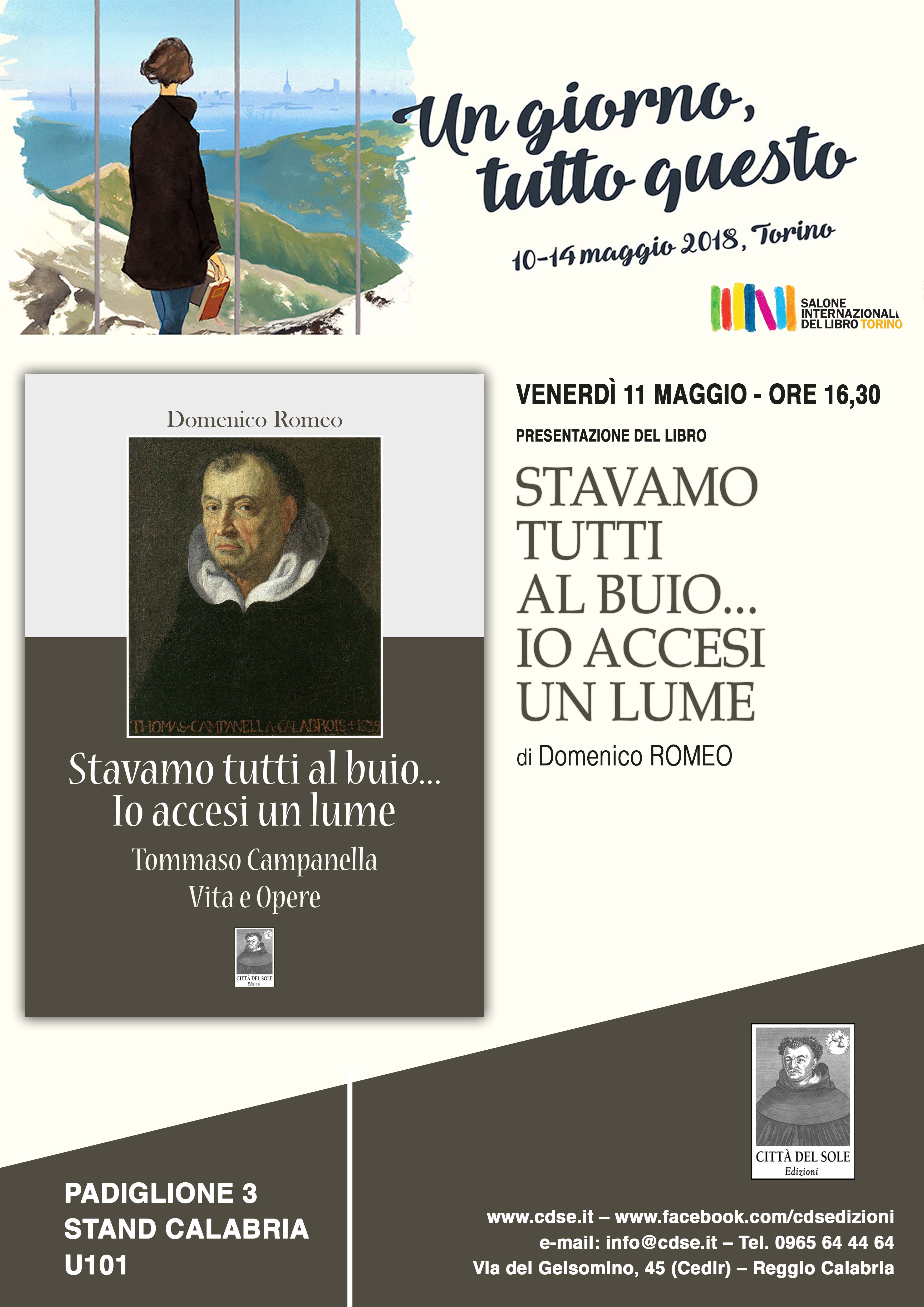 SALONE DEL LIBRO DI TORINO Mimmo Romeo presenta il suo nuovo libro su Tommaso Campanella
