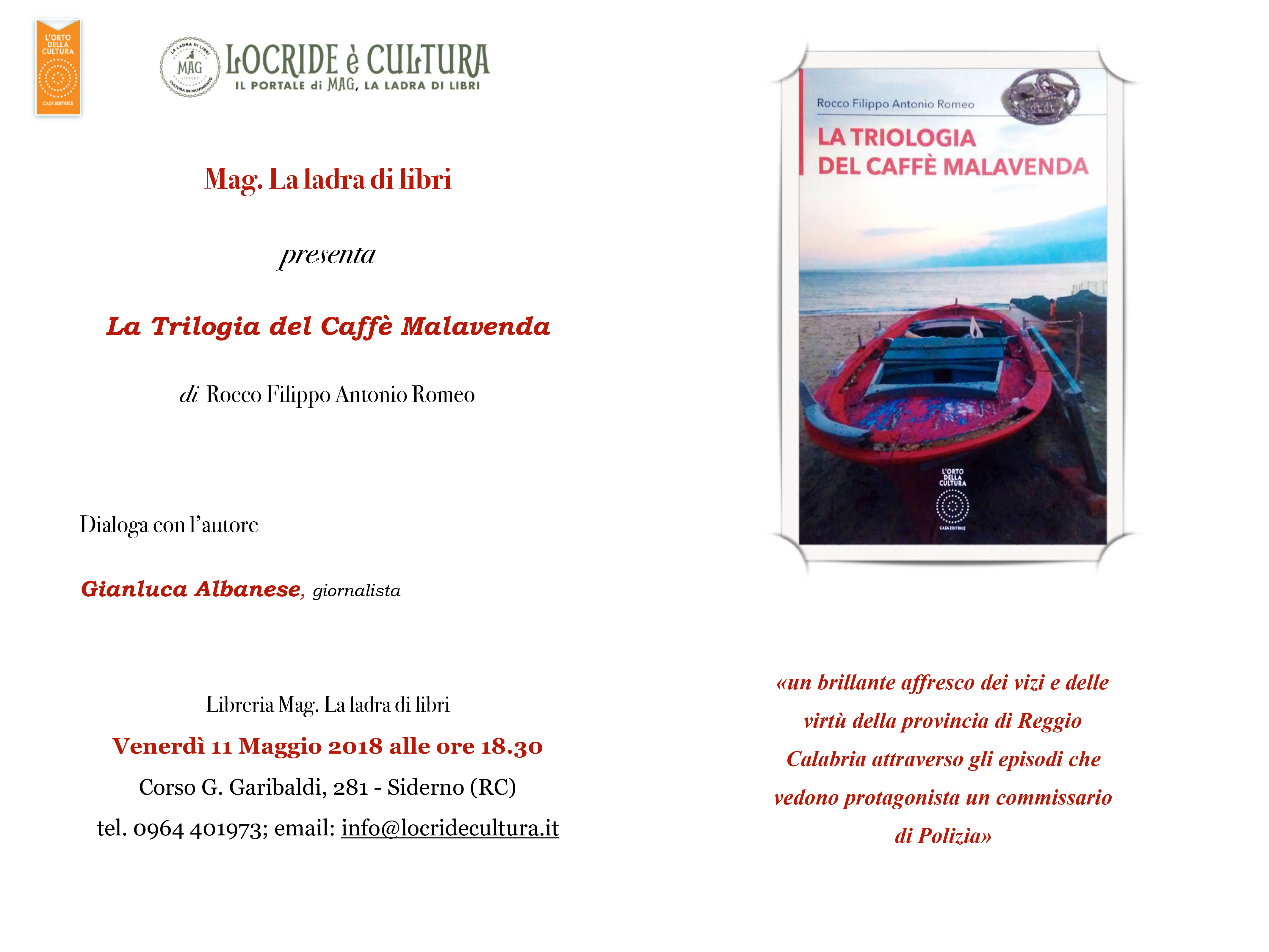 MAG Venerdì 11 alle 18.30 si presenta il libro dell’ex dirigente del Commissariato di Siderno